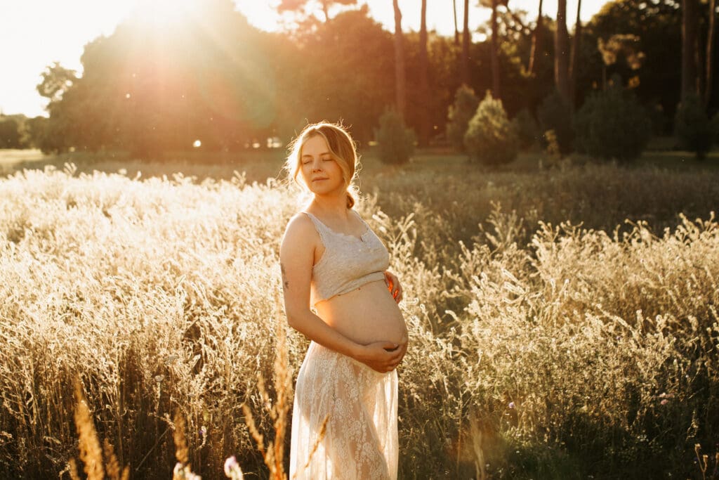 Sunset maternity photography in Christchurch New Zealand