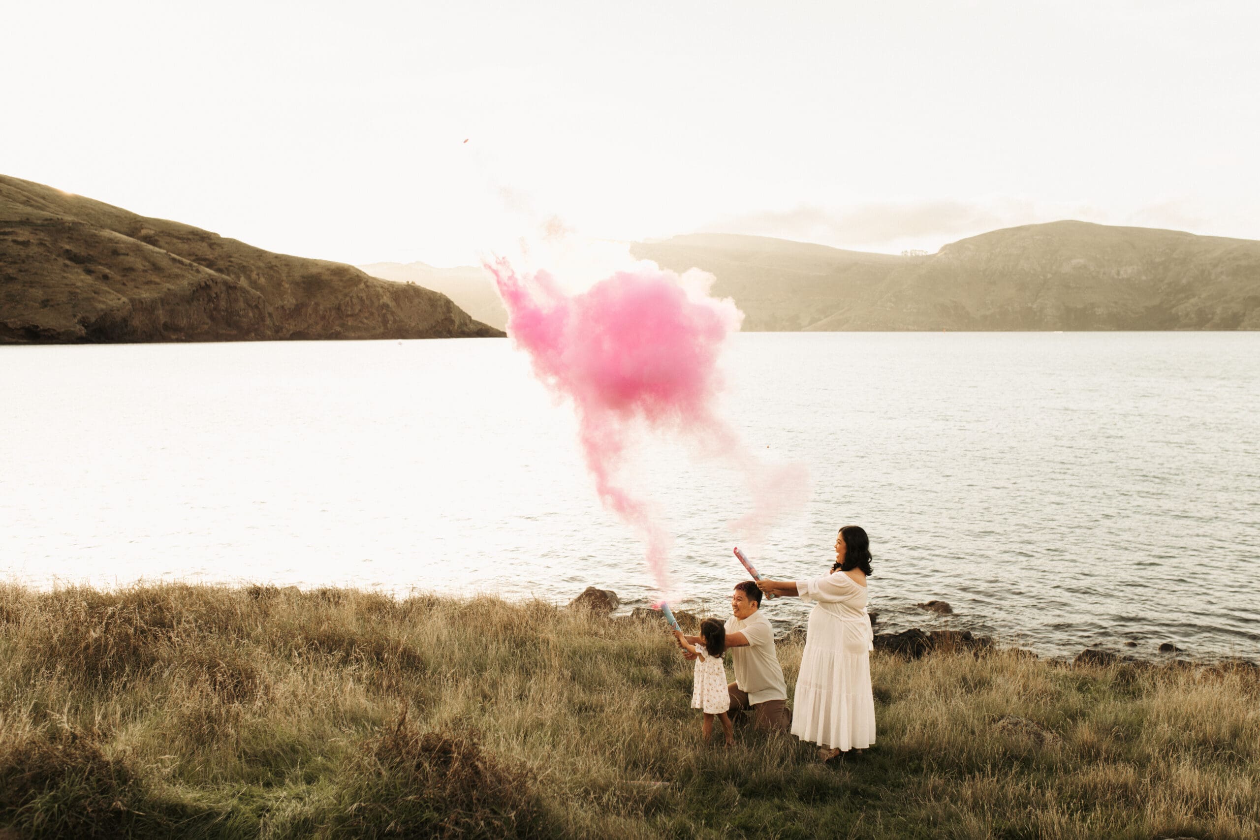photography of a gender reveal during a photoshoot in Christchurch