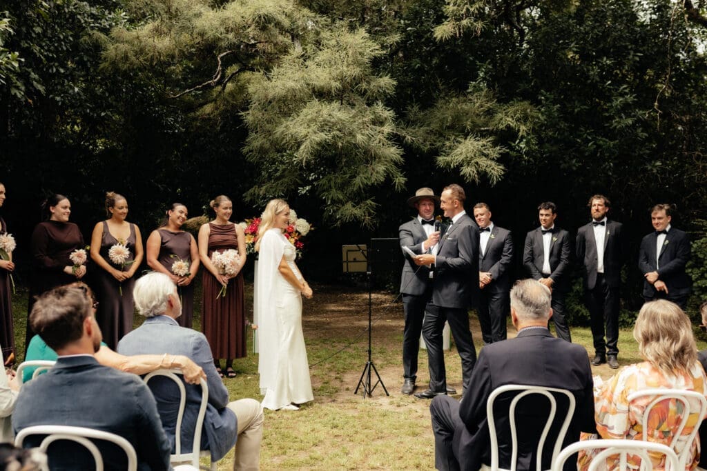 Outdoor wedding ceremony photography Akaroa 